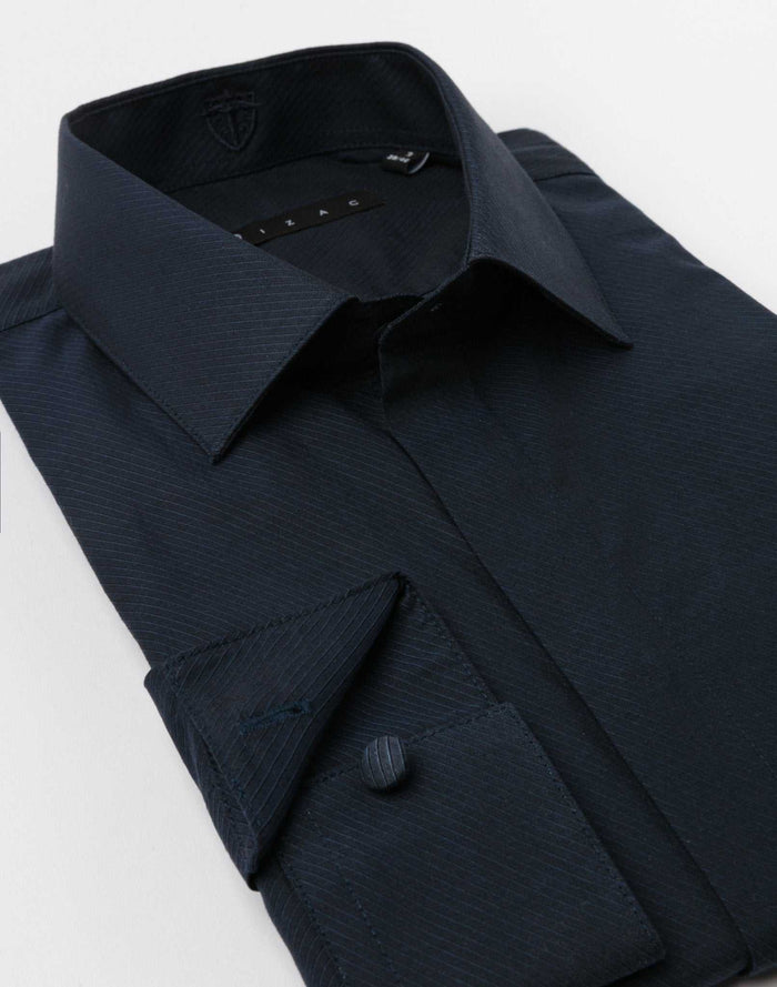 Izac Chemise Unie Coton Marine