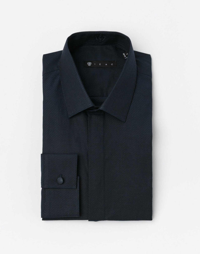 izac Chemise unie coton marine