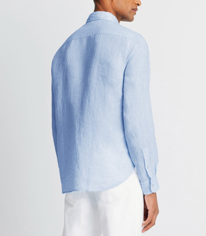 Izac Chemise Unie En Coton Lin Ciel