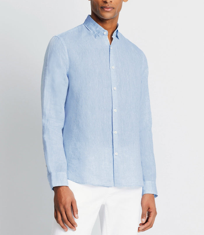 izac Chemise unie en coton lin ciel