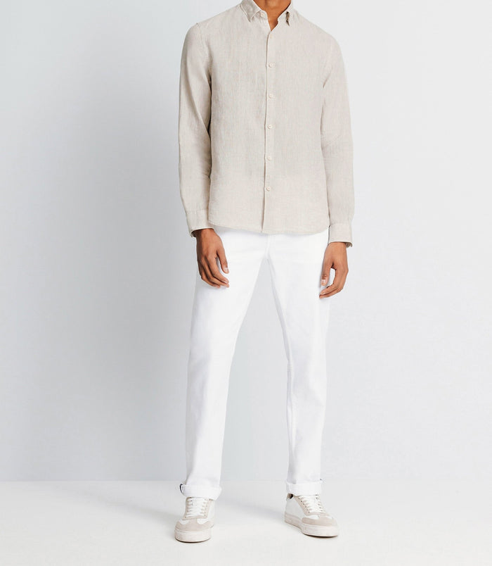 Izac Chemise Unie En Coton Lin écru