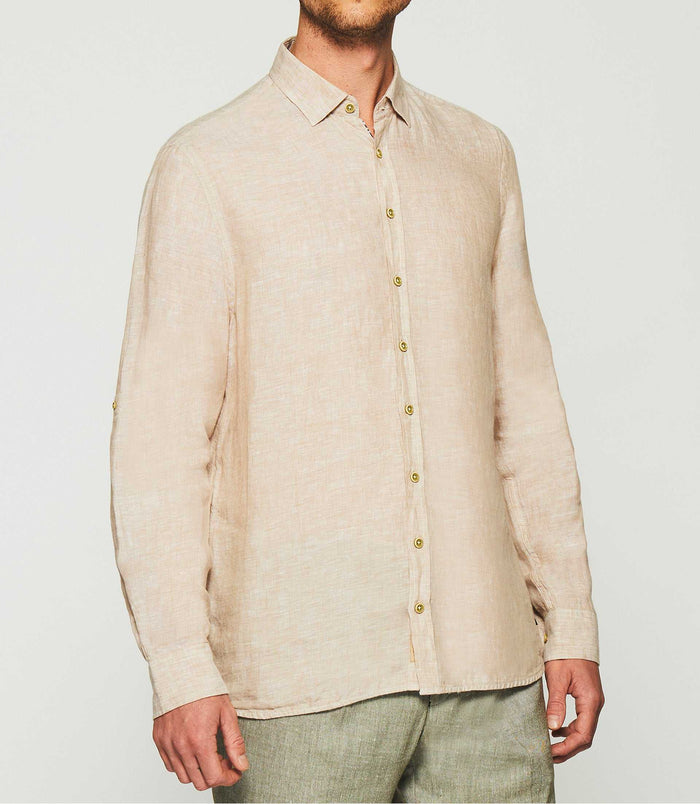 Izac Chemise Unie En Lin Beige KISS