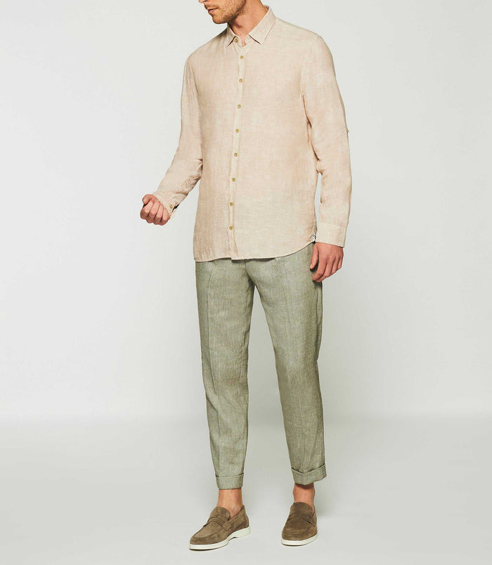 izac Chemise unie en lin beige KISS