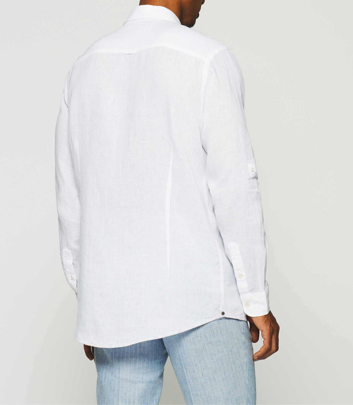 Izac Chemise Unie En Lin Blanc KISS