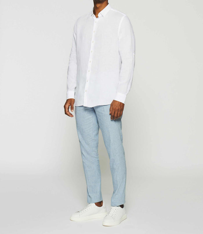 izac Chemise unie en lin blanc KISS
