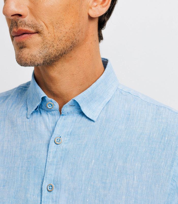 Izac Chemise Unie En Lin Bleu Indigo