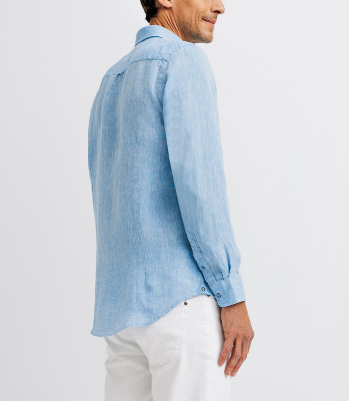 Izac Chemise Unie En Lin Bleu Indigo