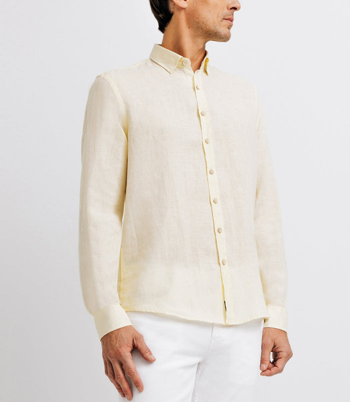 Izac Chemise Unie En Lin Jaune
