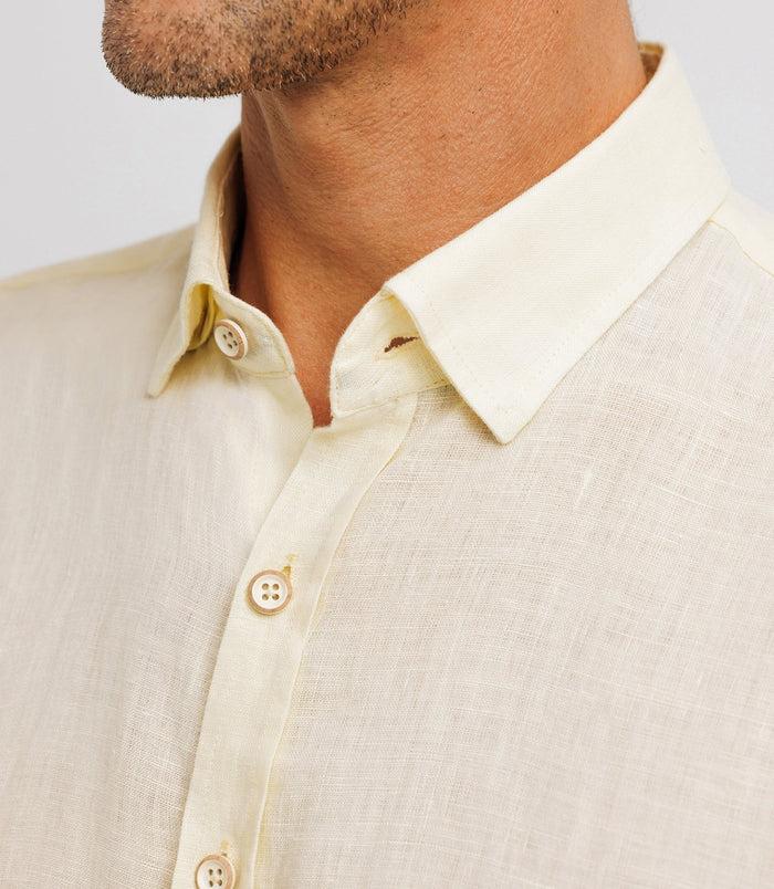Izac Chemise Unie En Lin Jaune