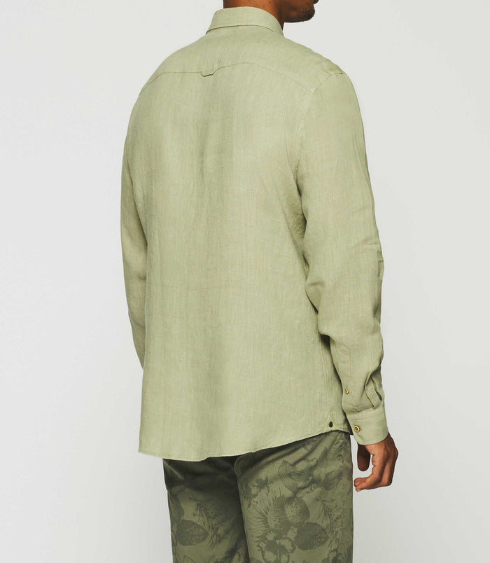 Izac Chemise Unie En Lin Kaki KISS