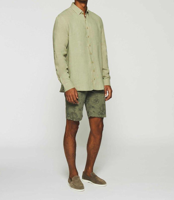izac Chemise unie en lin kaki KISS