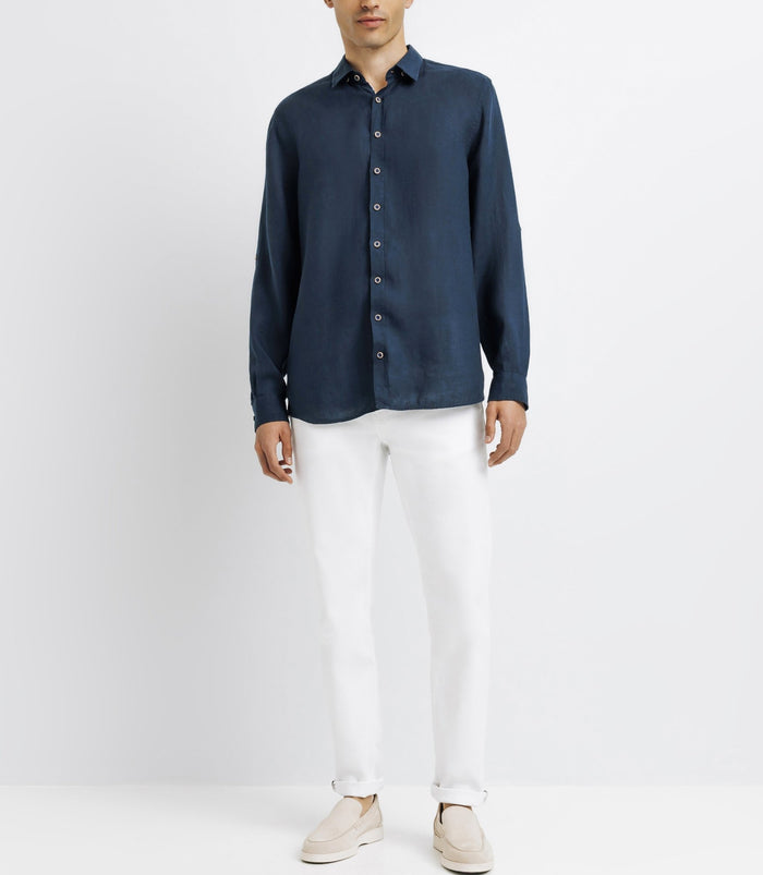 izac Chemise unie en lin marine