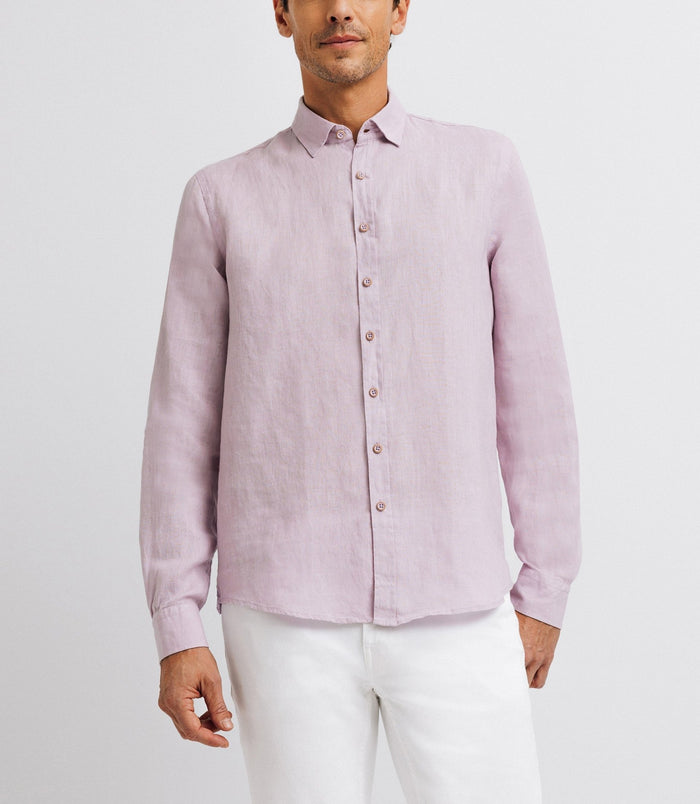 Izac Chemise Unie En Lin Parme