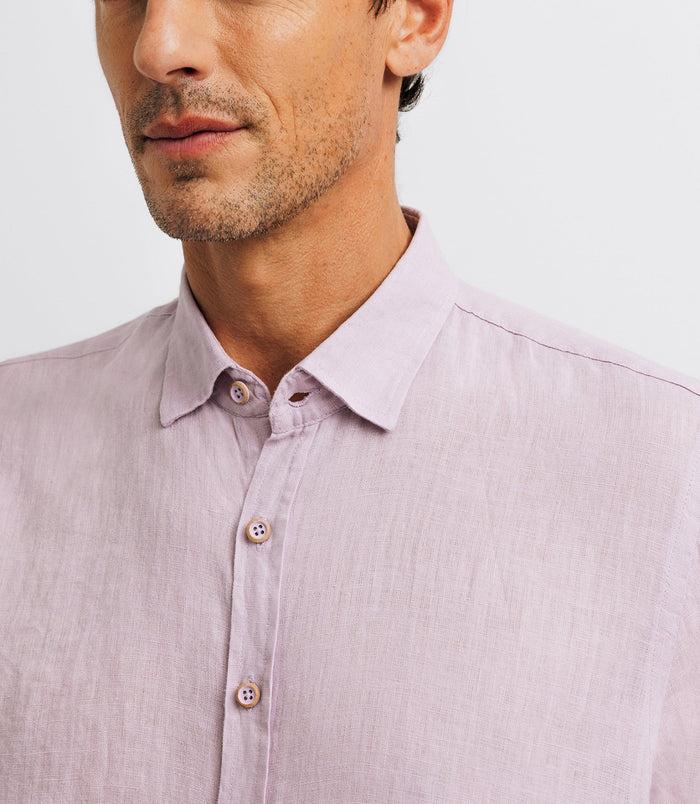 Izac Chemise Unie En Lin Parme