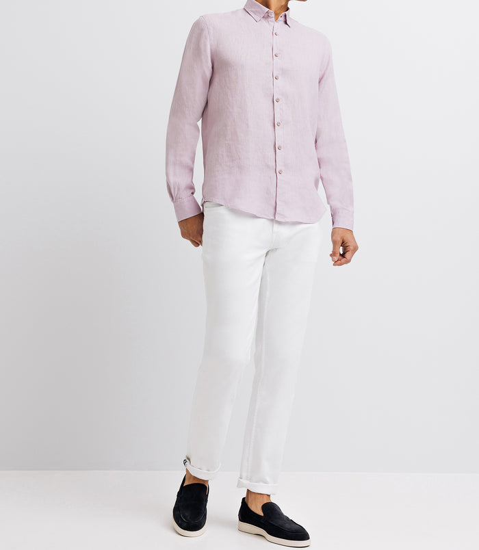 izac Chemise unie en lin parme