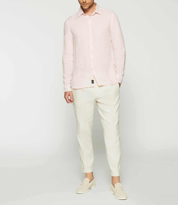 izac Chemise unie en lin rose KISS