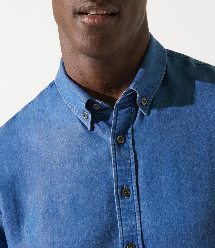 Izac Chemise Unie En Tencel Bleue JOSS