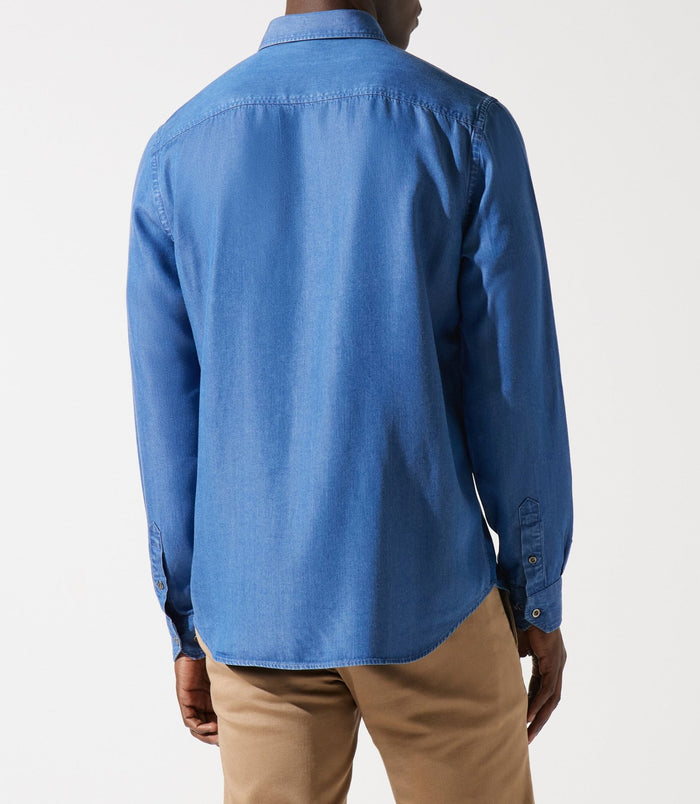Izac Chemise Unie En Tencel Bleue JOSS