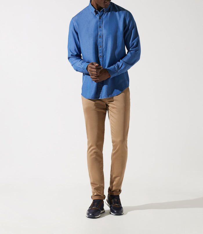 izac Chemise unie en tencel bleue JOSS