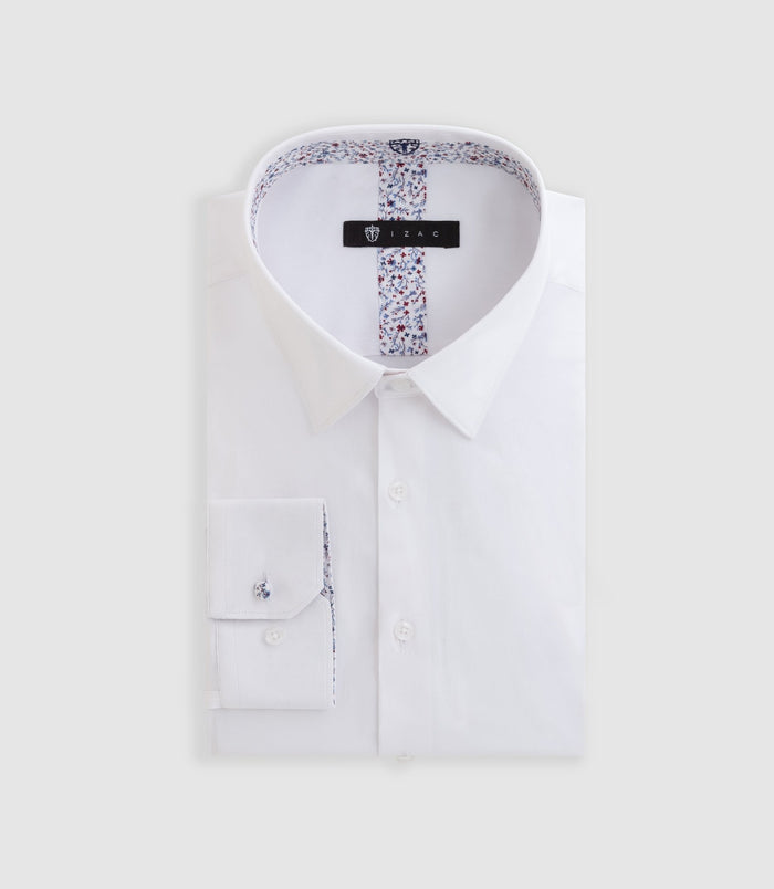 izac Chemise unie fantaisie blanche blanche "Dary"