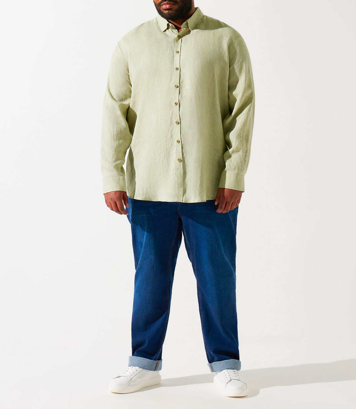 izac Chemise unie kaki en lin KISSBT
