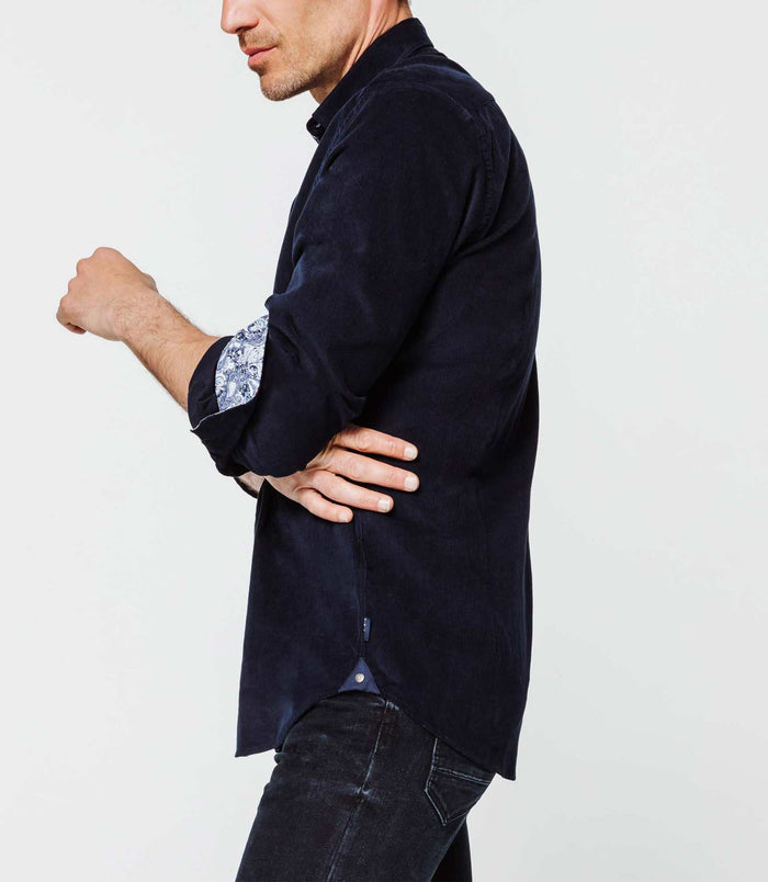 Izac Chemise Velours Marine