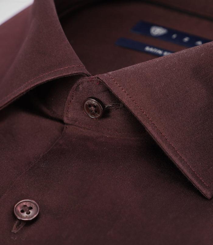 Izac Chemise Ville Ajustée Bordeaux