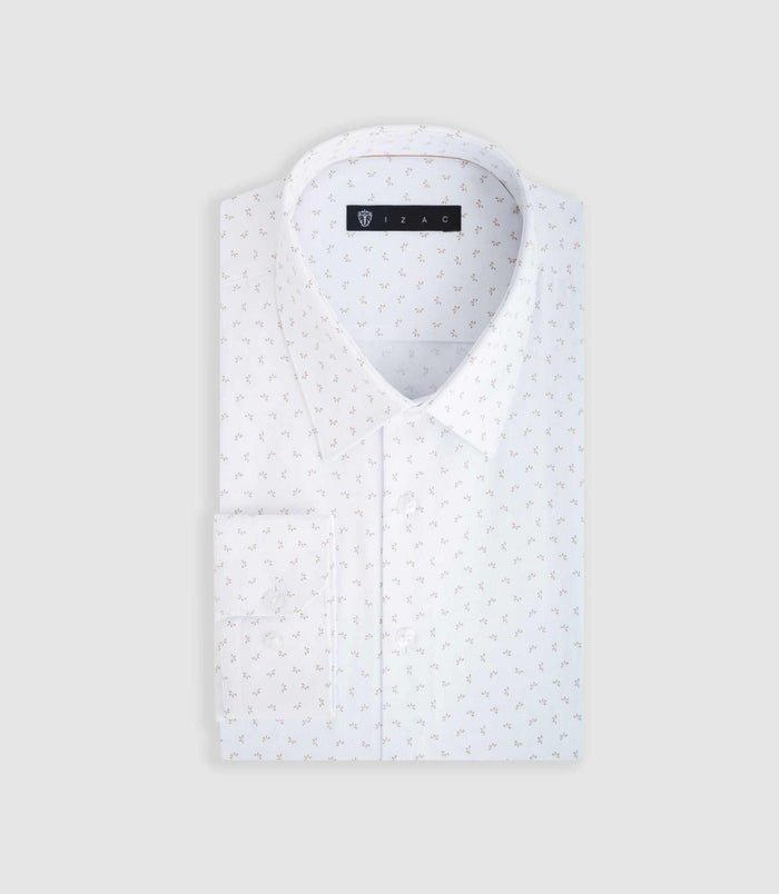 Izac Chemise Ville Blanche Et Beige "Difast008"