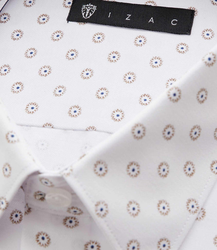 Izac Chemise Ville Blanche Et Camel "Difast009"