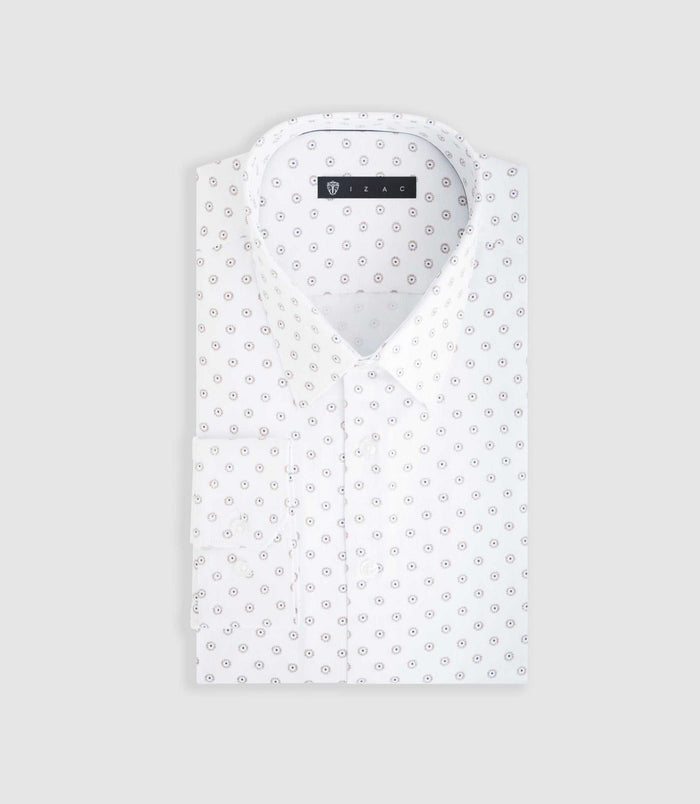 izac Chemise ville blanche et camel "Difast009"