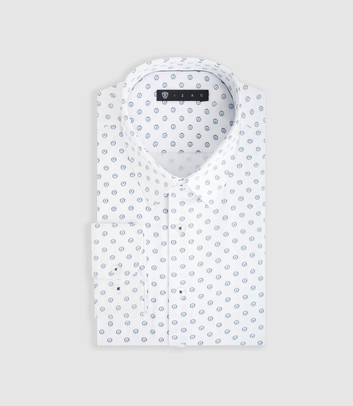 Izac Chemise Ville Blanche Et Marine "Difast009"