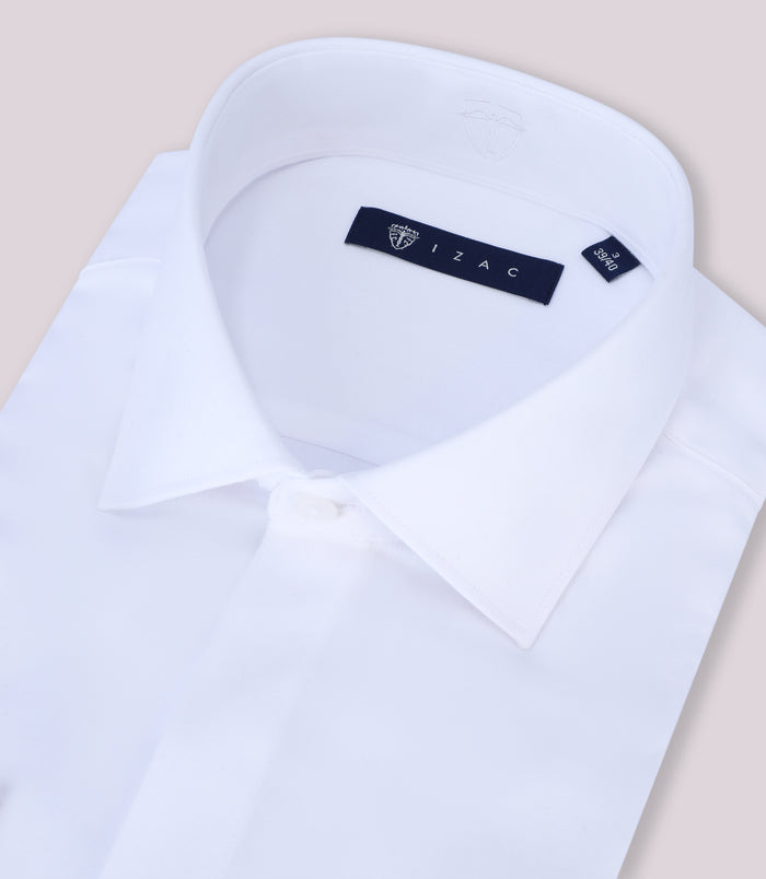 Izac Chemise Ville En Satin De Coton Blanche