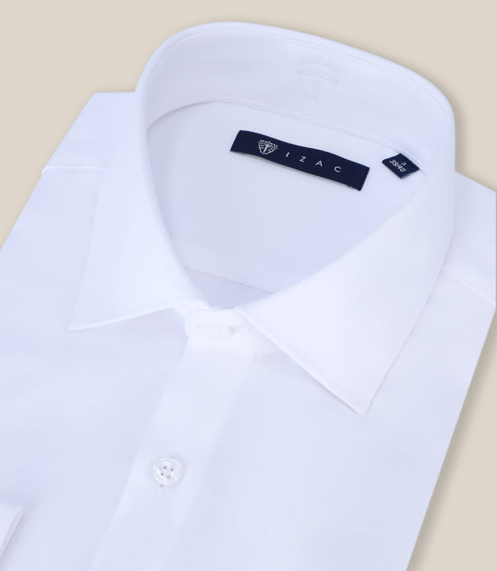 Izac Chemise Ville En Satin De Coton Blanche