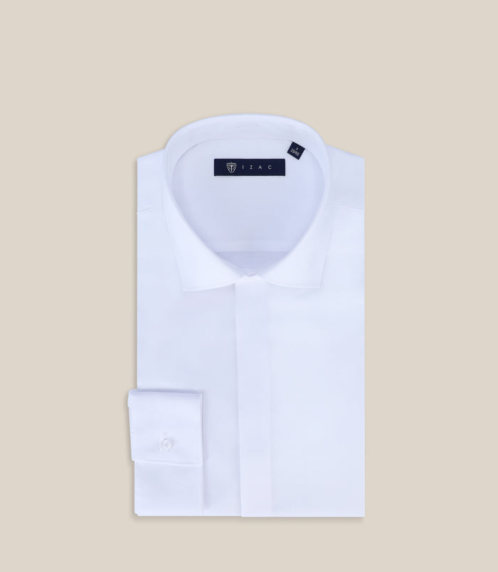 izac Chemise ville en satin de coton blanche
