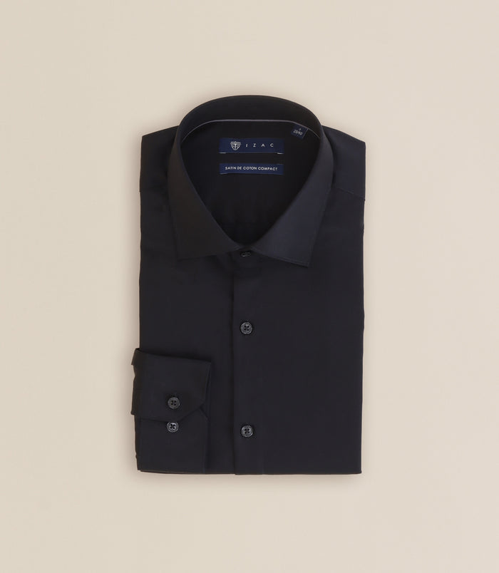 izac Chemise ville en satin de coton noire