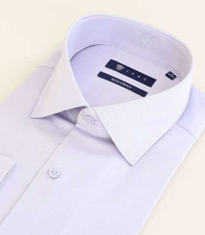 Izac Chemise Ville En Satin De Coton Parme