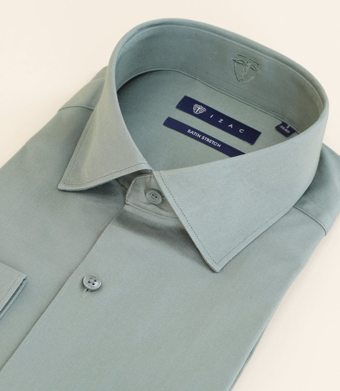 Izac Chemise Ville En Satin De Coton Vert