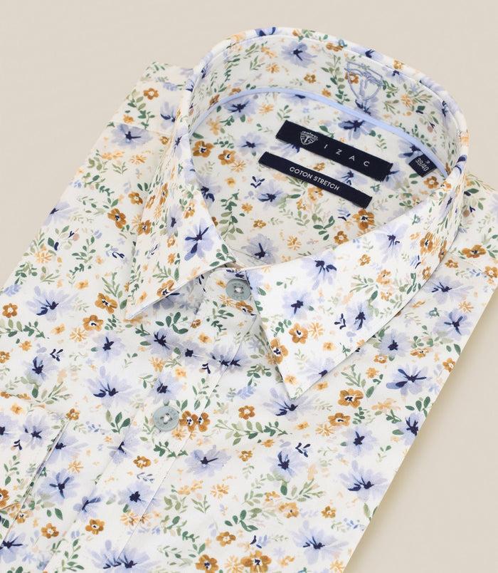 Izac Chemise Ville Imprimée Ajustée Beige