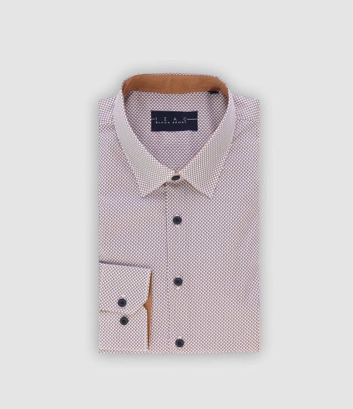 izac Chemise ville imprimée camel marine PALMA