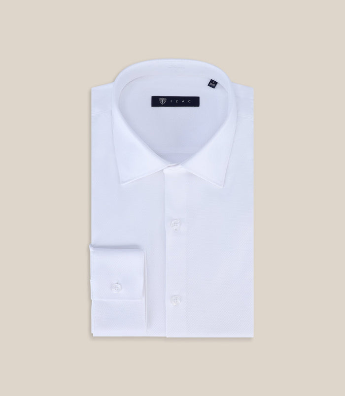 izac Chemise ville non iron col italien blanc