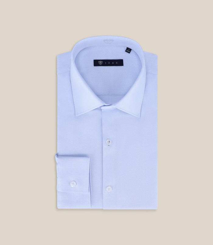 izac Chemise ville non iron col italien bleu ciel