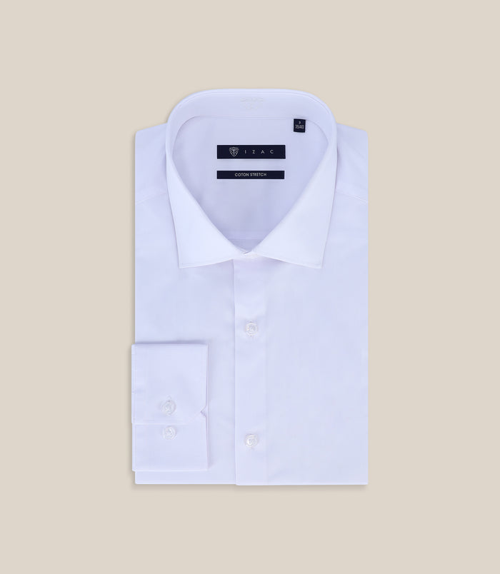 izac Chemise ville satin de coton blanc