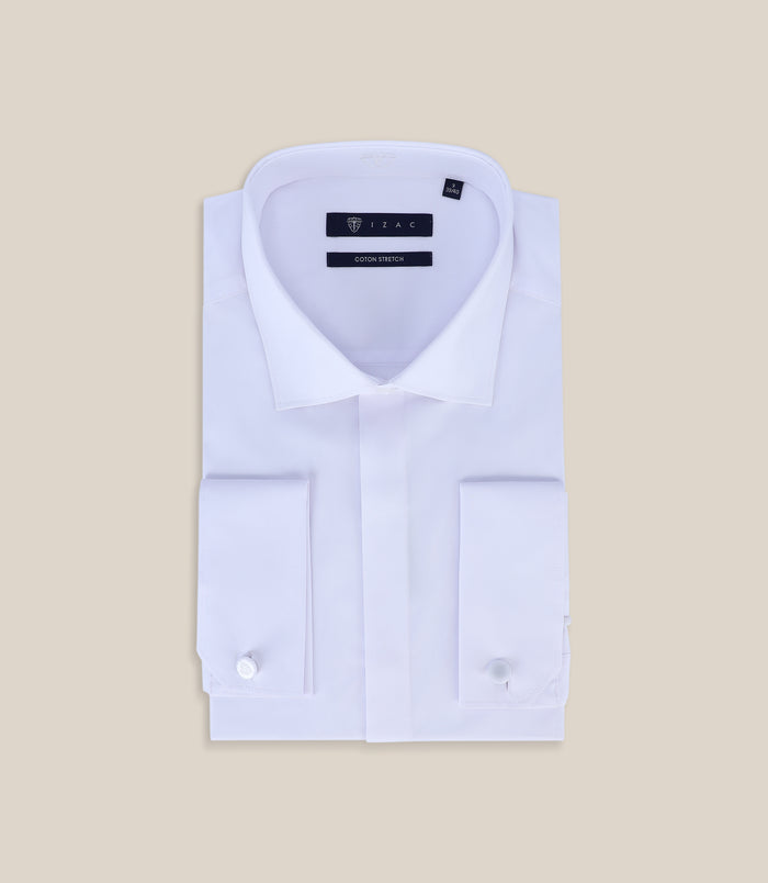 Izac Chemise Ville Satin De Coton Blanche