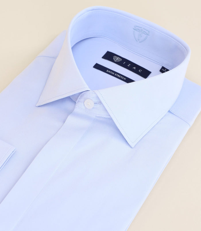 Izac Chemise Ville Satin De Coton Ciel