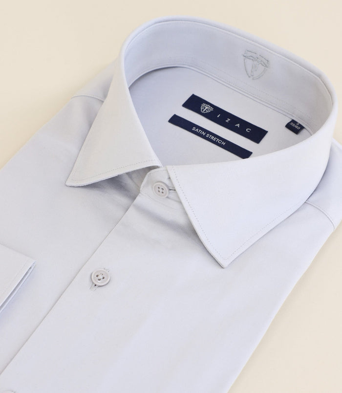 Izac Chemise Ville Satin De Coton Grise