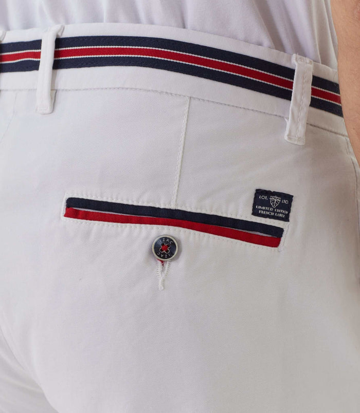 Izac Chino Blanc Galon Tricolore "Bateau"