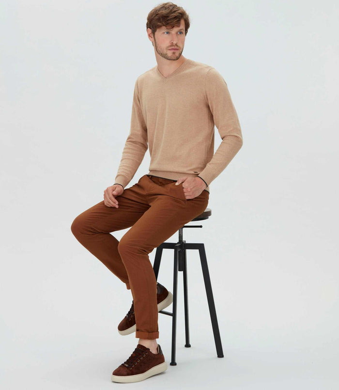 Izac Chino Imprimé Camel "Cristal"