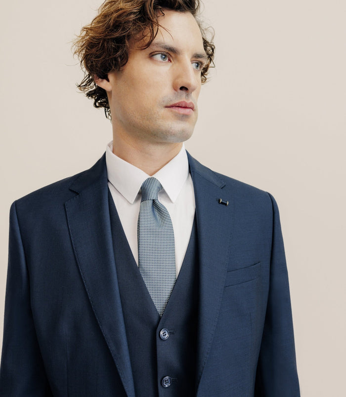 Izac Costume 100% Laine Bleu Marine