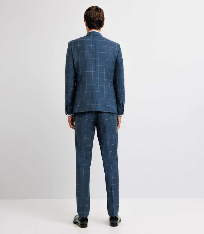 Izac Costume 2 Boutons à Carreaux Bleu Indigo