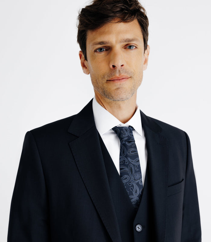 Izac Costume 2 Boutons En Laine Marine